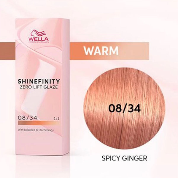 Wella Tinte Shinefinity 08/34 Spicy Ginger 60ml Activador Incluido